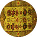 Round Oriental Yellow Industrial Rug, urb1153yw