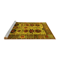 Sideview of Machine Washable Oriental Yellow Industrial Rug, wshurb1153yw