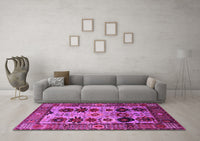 Machine Washable Oriental Pink Industrial Rug, wshurb1153pnk