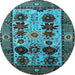 Round Oriental Light Blue Industrial Rug, urb1153lblu