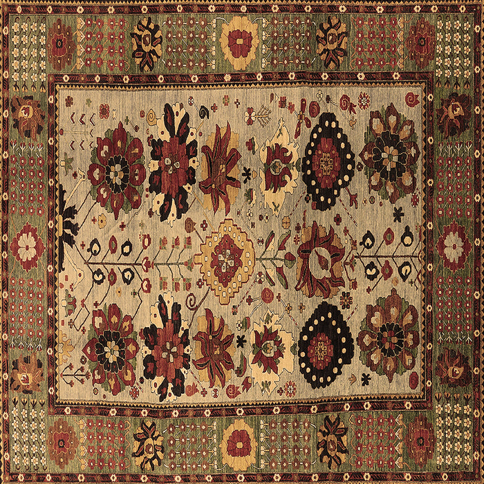 Square Oriental Brown Industrial Rug, urb1153brn