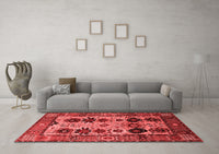 Machine Washable Oriental Red Industrial Rug, wshurb1153red