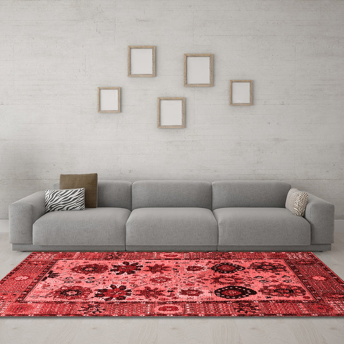 Industrial Red Washable Rugs