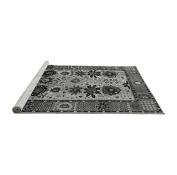 Sideview of Machine Washable Oriental Gray Industrial Rug, wshurb1153gry