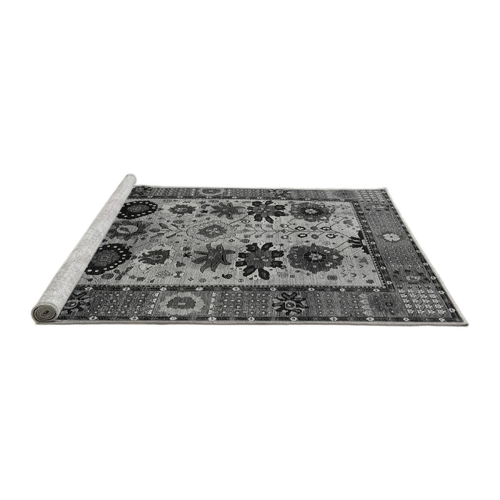 Sideview of Machine Washable Oriental Gray Industrial Rug, wshurb1153gry