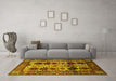 Machine Washable Oriental Yellow Industrial Rug in a Living Room, wshurb1153yw