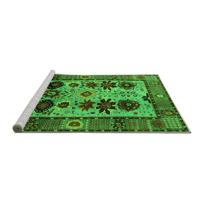 Sideview of Machine Washable Oriental Green Industrial Area Rugs, wshurb1153grn