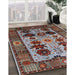 Mid-Century Modern Gunmetal Gray Oriental Rug in Family Room, urb1153