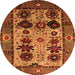 Round Oriental Orange Industrial Rug, urb1153org