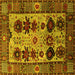 Square Machine Washable Oriental Yellow Industrial Rug, wshurb1153yw