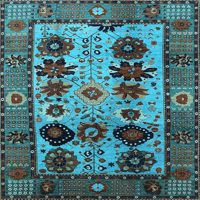 Square Oriental Light Blue Industrial Rug, urb1153lblu