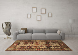 Machine Washable Oriental Brown Industrial Rug in a Living Room,, wshurb1153brn