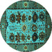 Round Oriental Turquoise Industrial Rug, urb1153turq