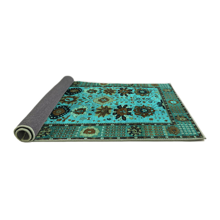 Sideview of Oriental Turquoise Industrial Rug, urb1153turq