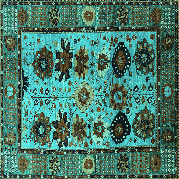 Square Oriental Turquoise Industrial Rug, urb1153turq