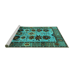 Sideview of Machine Washable Oriental Turquoise Industrial Area Rugs, wshurb1153turq