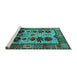 Sideview of Machine Washable Oriental Turquoise Industrial Area Rugs, wshurb1153turq