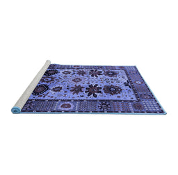 Sideview of Machine Washable Oriental Blue Industrial Rug, wshurb1153blu