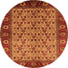 Round Machine Washable Oriental Orange Industrial Area Rugs, wshurb1154org