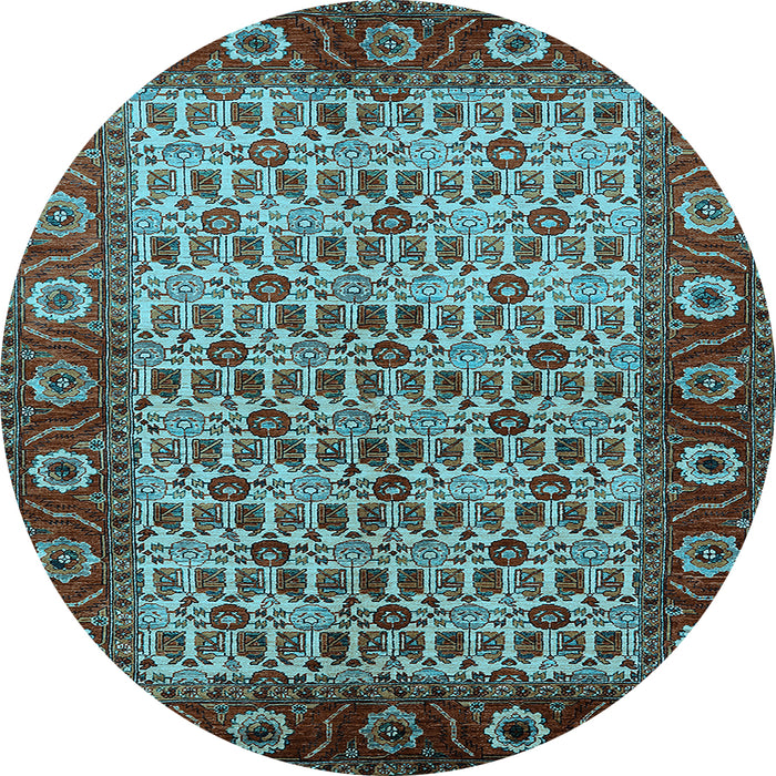 Round Oriental Light Blue Industrial Rug, urb1154lblu