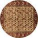 Round Oriental Brown Industrial Rug, urb1154brn