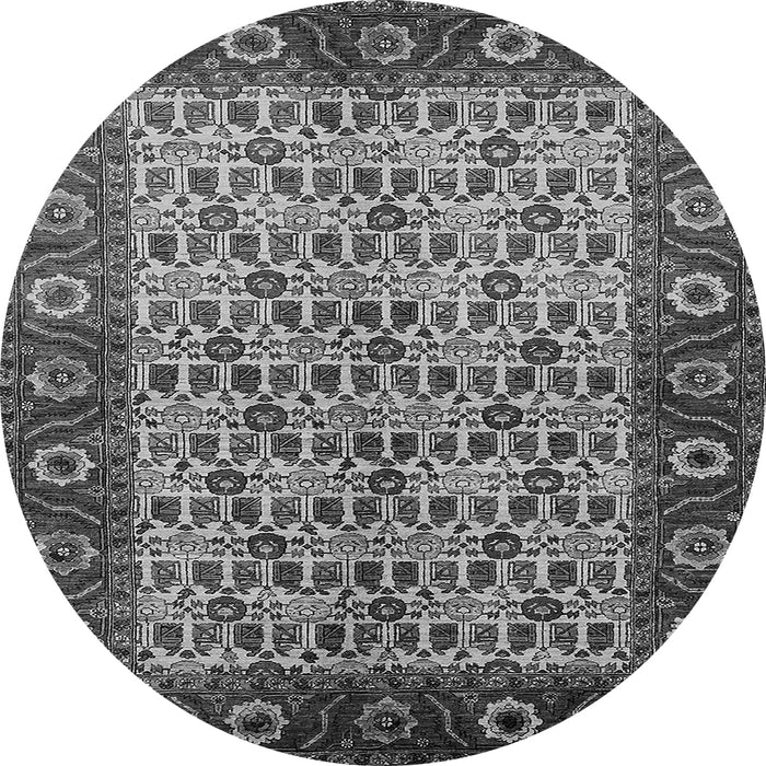 Round Oriental Gray Industrial Rug, urb1154gry