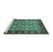 Sideview of Machine Washable Oriental Turquoise Industrial Area Rugs, wshurb1154turq