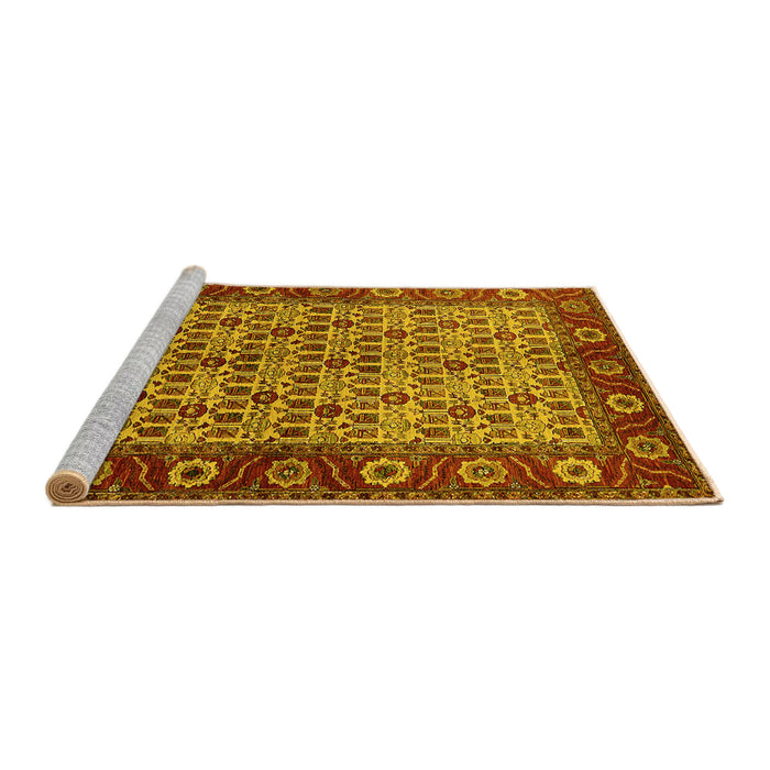 Sideview of Machine Washable Oriental Yellow Industrial Rug, wshurb1154yw
