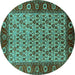 Round Oriental Turquoise Industrial Rug, urb1154turq