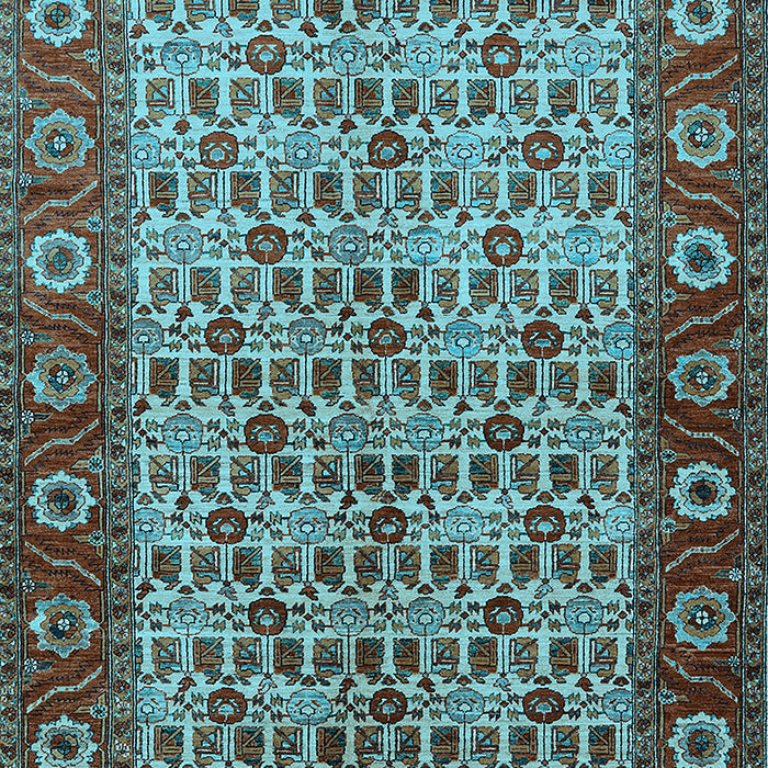 Machine Washable Oriental Light Blue Industrial Rug, wshurb1154lblu