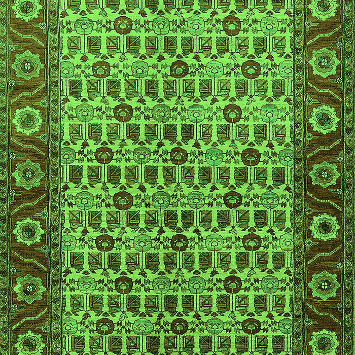 Machine Washable Oriental Green Industrial Area Rugs, wshurb1154grn