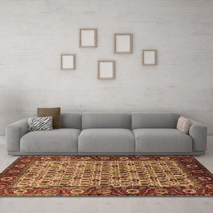 Machine Washable Oriental Brown Industrial Rug in a Living Room,, wshurb1154brn