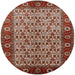 Round Machine Washable Industrial Modern Tomato Red Rug, wshurb1154