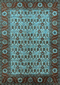 Oriental Light Blue Industrial Rug, urb1154lblu