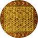 Round Oriental Yellow Industrial Rug, urb1154yw