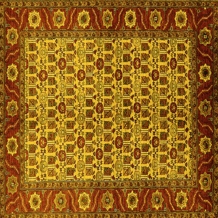Square Machine Washable Oriental Yellow Industrial Rug, wshurb1154yw