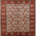 Square Mid-Century Modern Red Oriental Rug, urb1154