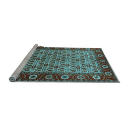 Sideview of Machine Washable Oriental Light Blue Industrial Rug, wshurb1154lblu