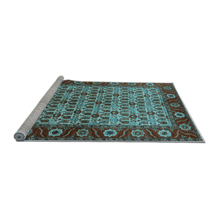 Sideview of Machine Washable Oriental Light Blue Industrial Rug, wshurb1154lblu