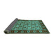 Sideview of Oriental Turquoise Industrial Rug, urb1154turq