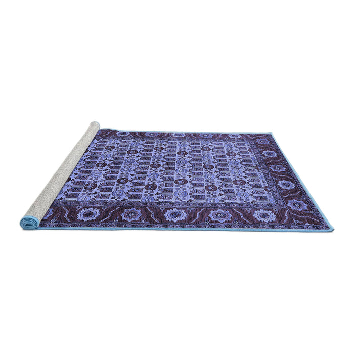 Sideview of Machine Washable Oriental Blue Industrial Rug, wshurb1154blu