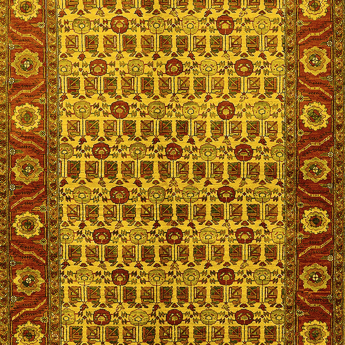 Machine Washable Oriental Yellow Industrial Rug, wshurb1154yw