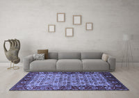 Machine Washable Oriental Blue Industrial Rug, wshurb1154blu