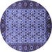 Round Oriental Blue Industrial Rug, urb1154blu