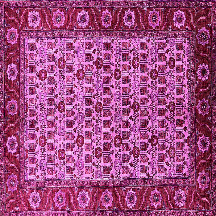 Square Machine Washable Oriental Pink Industrial Rug, wshurb1154pnk