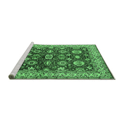 Sideview of Machine Washable Oriental Emerald Green Industrial Area Rugs, wshurb1155emgrn