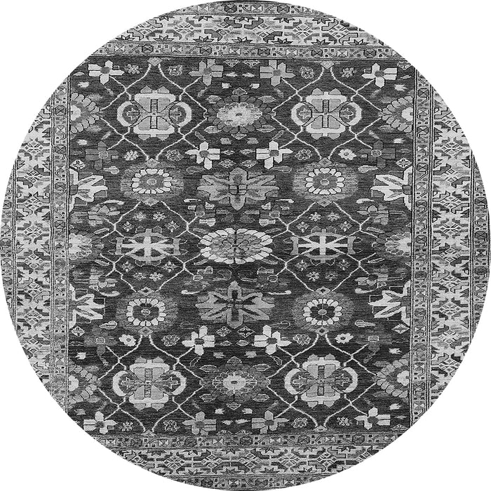 Round Machine Washable Oriental Gray Industrial Rug, wshurb1155gry