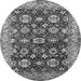 Round Machine Washable Oriental Gray Industrial Rug, wshurb1155gry