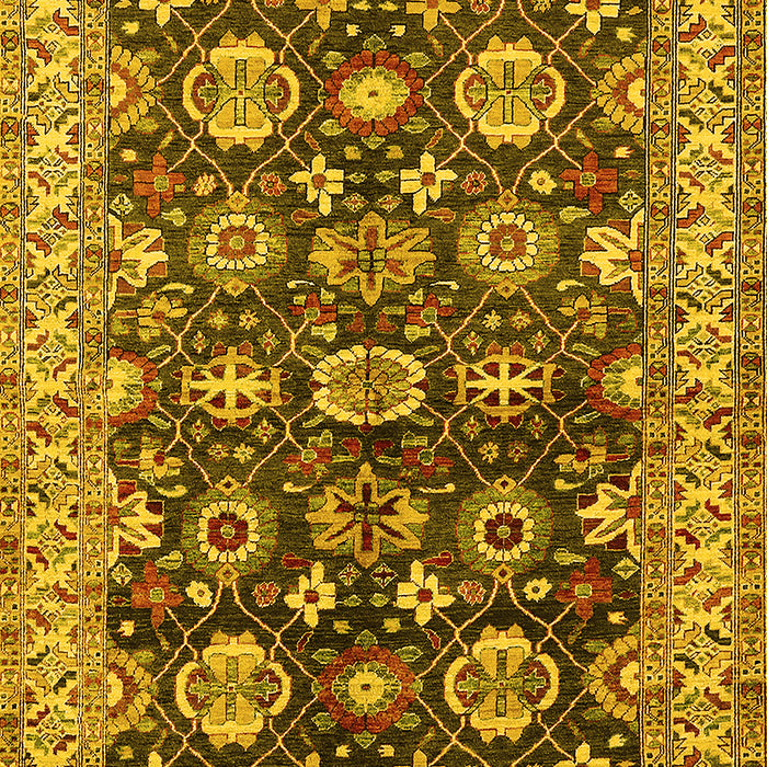 Machine Washable Oriental Yellow Industrial Rug, wshurb1155yw