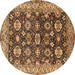 Round Oriental Brown Industrial Rug, urb1155brn